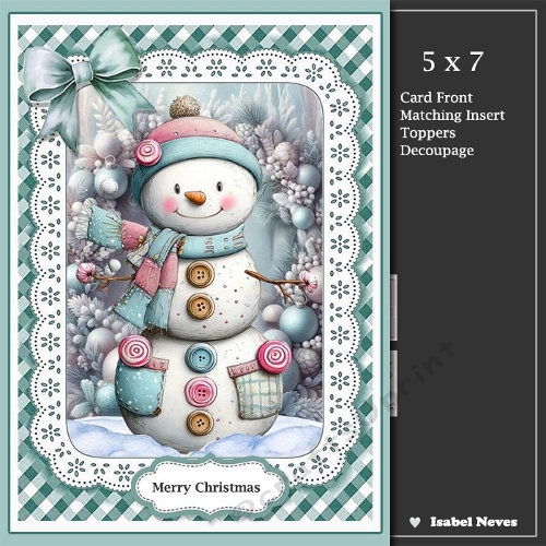 5x7 ~ Cute Christmas Snowman 3