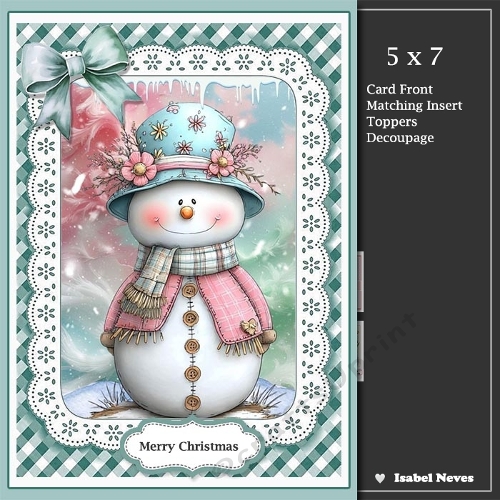 5x7 ~ Cute Christmas Snowman 4