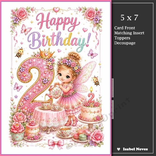 5x7 ~ Two Today Birthday Girl Tea Party