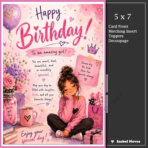 5x7 ~ Amazing Girl Birthday