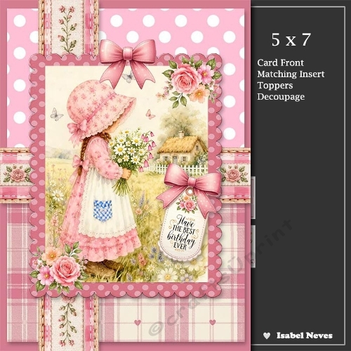 5x7 ~ Pretty In Pink Bonnet Girl