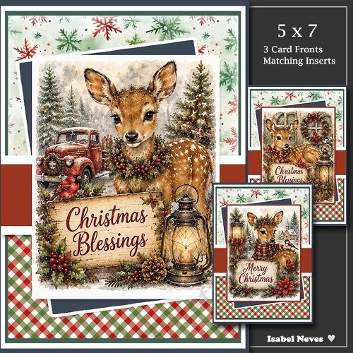 Set Of 3 ~ Christmas Festive Deer