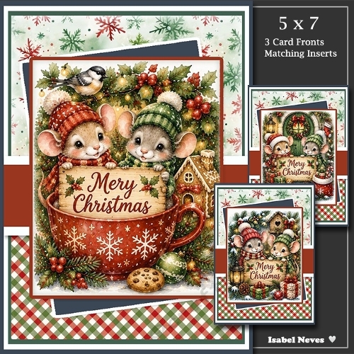 Set Of 3 ~ Festive Christmas Mice