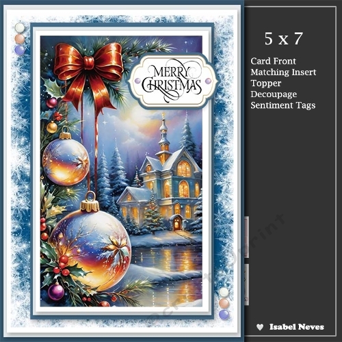 5x7 ~ Christmas Steeple And Sparkle