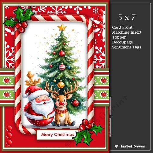 5x7 ~ Santa And Rudolph