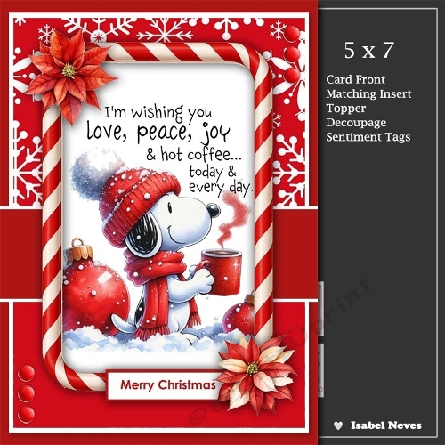 5x7 ~ Love Peace & Hot Coffee Snoopy