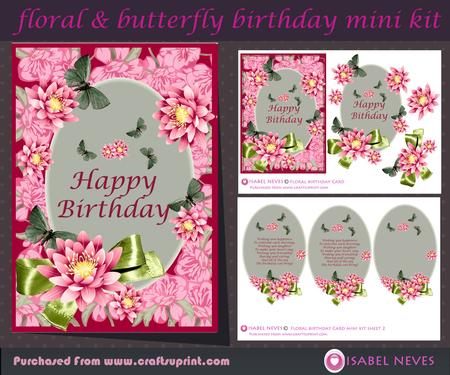 Floral and Butterfly Birthday Decoupage Mini Kit