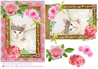 Purfect Princess ~ Pretty Kitten Decoupage Card Front