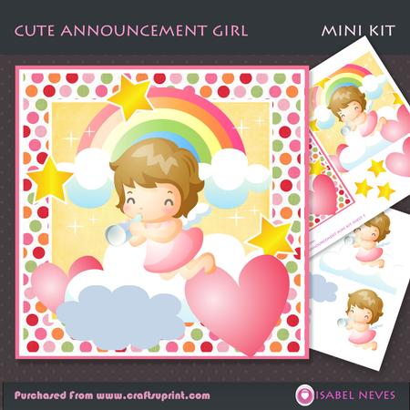Cute Little Girl Birthday Announcement Mini Kit