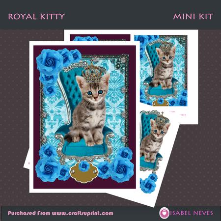 Royal Blue Kitty Decoupage Mini Kit