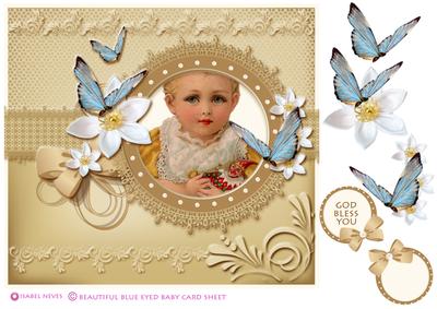 Pretty Blue Eyes Decoupage Card Topper