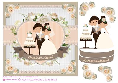 Love is All Around 2 Decoupage Card Front Topper