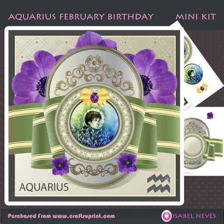 Zodiac February Aquarius Decoupage Mini Kit 1