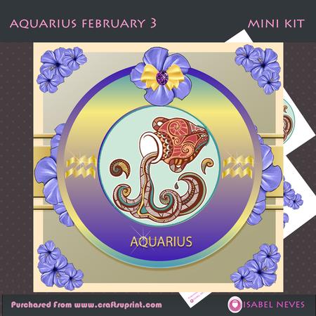 Zodiac Aquarius February Decoupage Mini Kit