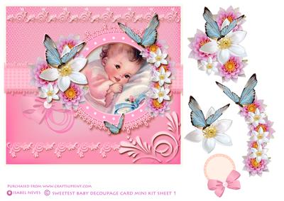 Sweetest Baby Decoupage Card Topper