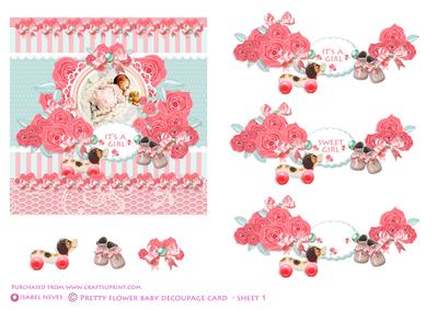 Pretty Flower Baby Decoupage Card Topper