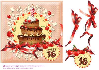 Sweet 16 Birthday - Chocolate Cherry Delight Decoupage Card