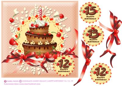 Happy Birthday Age 12, 13, 15 Card Front