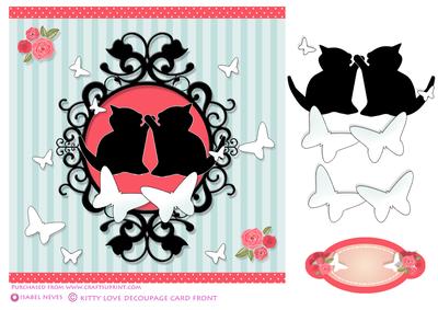 Cameo Kitty Love Decoupage Card Front