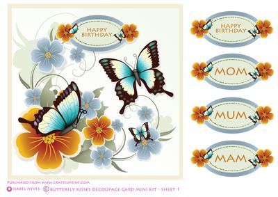 Butterfly Kisses Decoupage Card Front