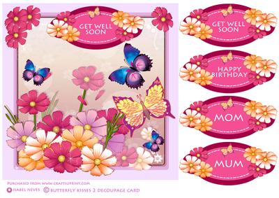 Butterfly Kisses 2 Card Front Topper
