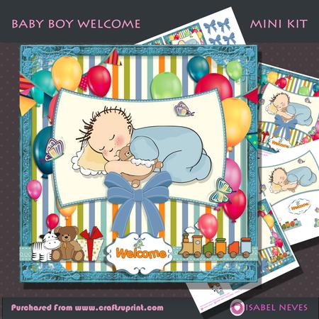 New Baby Boy Welcom Decoupage Mini Kit