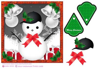 Jolly "holly" Snowman Three Card and Tag