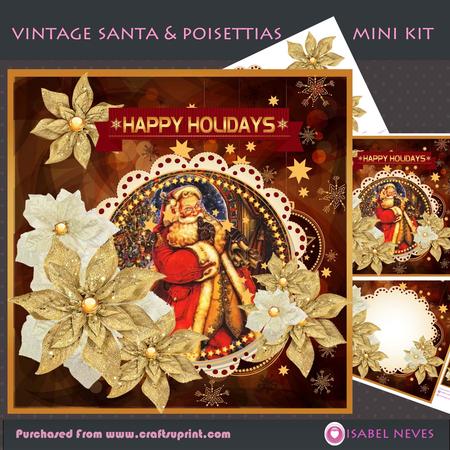 Vintage Santa & Poinsettias