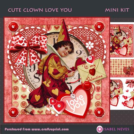 Cute Clown Love You Valentine