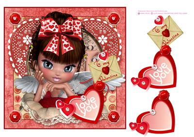 Cute Angel Girl Love You Valentine