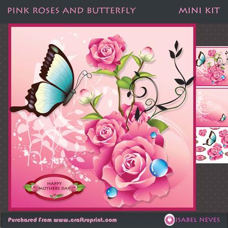 Pink Roses and Butterfly