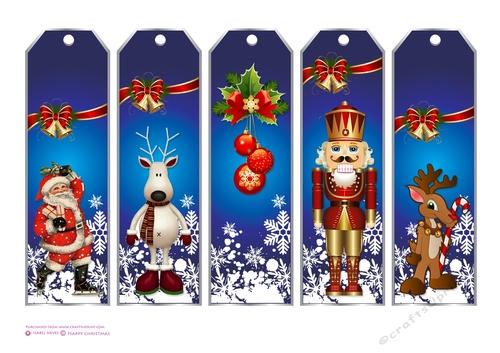 Happy Christmas Bookmarks - Blue