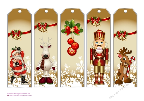 Happy Christmas Bookmarks - Gold