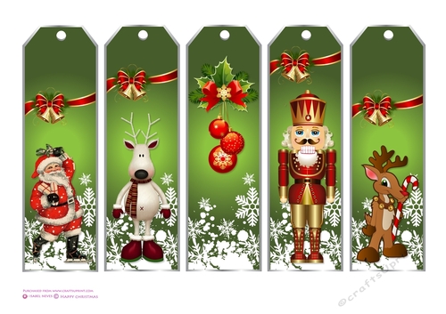 Happy Christmas Bookmarks - Green