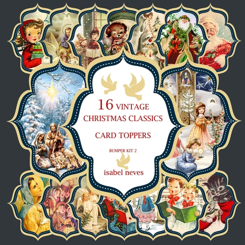 16 Vintage Christmas Classics Card Toppers Kit 2