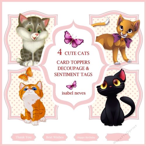MiniKit_4 Cute Cats Card Toppers 