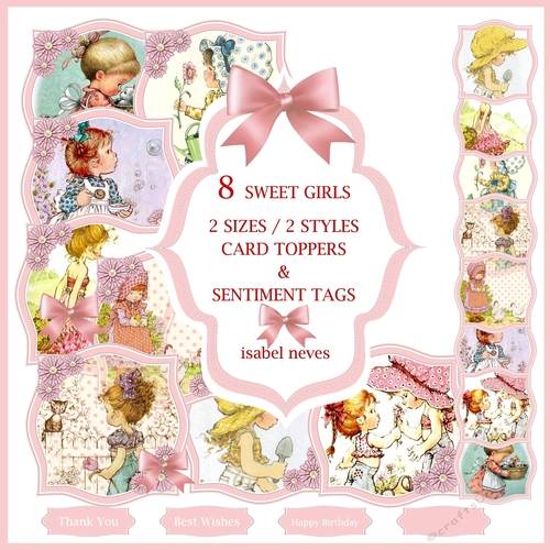 8 Sweet Girls Card Toppers 