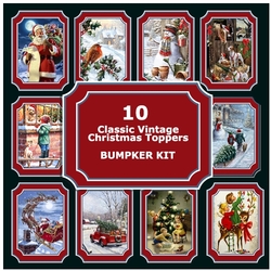 Bumper Kit ~ 10 Classic Vintage Christmas Scene Card Toppers