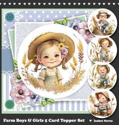 Farm Boy and Girls 5 Card Topper Collection Set