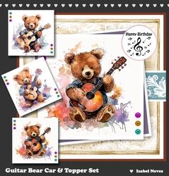Guitar and Bear Card & Topper Set