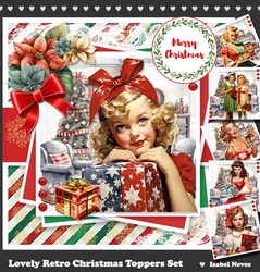 Lovely Retro Christmas Card Topper Set