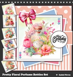 Pretty Floral Perfume Bottles Card & Toppers Set