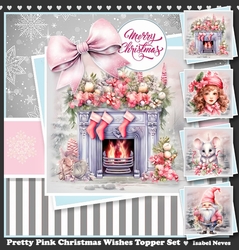Pretty Pink Christmas Wishes Card Toppers Set