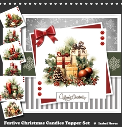 Festive Christmas Candles Card & Toppers Set