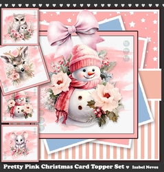 Pretty Pink Christmas Card & Toppers Set