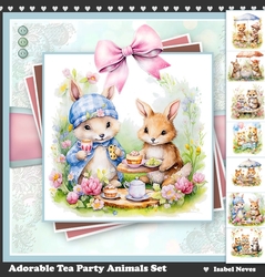Adorable Tea Party Animals Card & Toppers Set