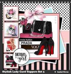Stylish Lady Card & Toppers Set 3