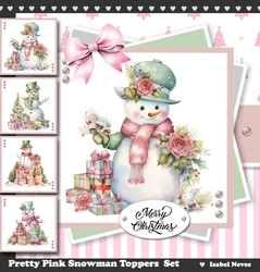 Pretty Pink Snowman Toppers Set