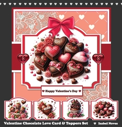 Valentine Chocolate Love Card Toppers Set