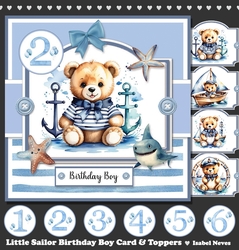 Little Sailor Birthday Boy Card & Toppers Set